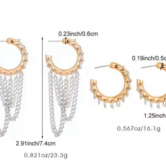 Anthropologie Loop Hoop Mixed Metal 2 Two Tone Gold Silver Kinks & Thrills N16 - Picture 4 of 4